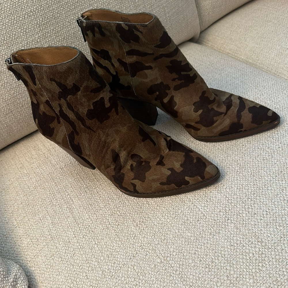 Calf hair booties in camo